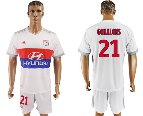 Lyon #21 Gonalons Home Soccer Club Jersey - Click Image to Close